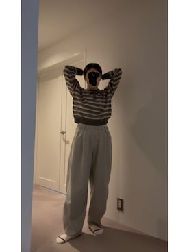 「CRAFT STANDARD BOUTIQUE（クラフトスタンダードブティック）のボンディングスウェットバルーンパンツ（その他パンツ、グレー系）」を使った、≡さん（レディース・159cm）の春コーディネート