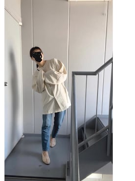 「ビッグシャツ」｜「アイテム（バレエシューズ）」を使った、≡さん（レディース・159cm）の春コーディネート