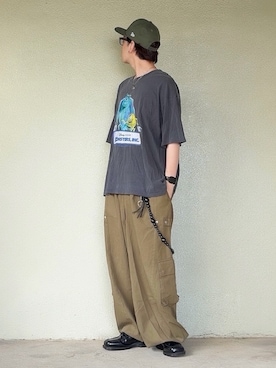 「NEW ERA（ニューエラ）のアイテム（キャップ、グリーン系）」を使った、サマルさん（メンズ・175cm）の秋コーディネート