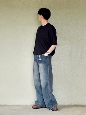 「Dr. Martens（ドクターマーチン）のアイテム（シューズ、ブラウン系）」を使った、サマルさん（メンズ・175cm）の夏コーディネート