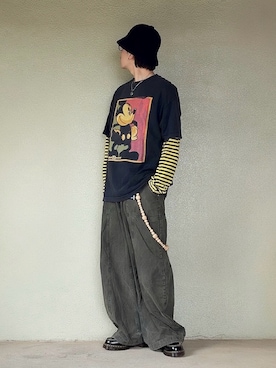 「KANGOL（カンゴール）のKANGOL BERMUDA CASUAL（ハット、ブラック系）」を使った、サマルさん（メンズ・175cm）の春コーディネート