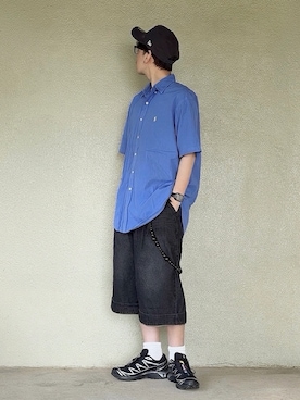 「NEW ERA（ニューエラ）のニューエラ キャップ スナップバック 9FIFTY STRETCH SNAP MLB ニューヨークヤンキース NEW ERA（キャップ、ブルー系）」を使った、サマルさん（メンズ・175cm）の夏コーディネート
