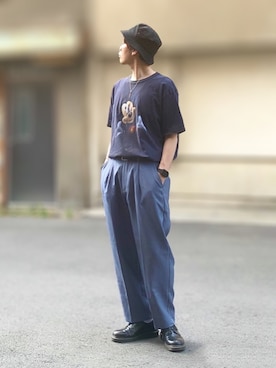 「ミッキー」｜「アイテム（スラックス）」を使った、サマルさん（メンズ・175cm）の夏コーディネート