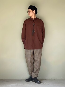 「秋トレンド2021」｜「アイテム（ハンチング/ベレー帽）」を使った、サマルさん（メンズ・175cm）の秋コーディネート