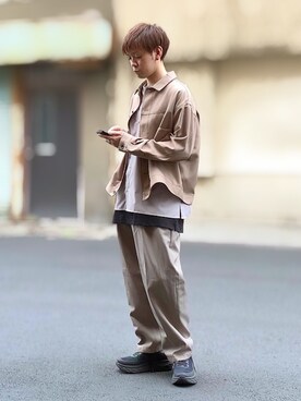 「セットアップ風」｜「アイテム（ブルゾン）」を使った、サマルさん（メンズ・175cm）の秋コーディネート