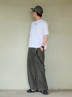 「NEW ERA（ニューエラ）のアイテム（キャップ、グリーン系）」を使った、サマルさん（メンズ・175cm）の夏コーディネート