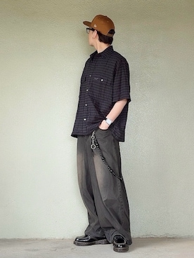「NEW ERA（ニューエラ）のアイテム（キャップ、ブラウン系）」を使った、サマルさん（メンズ・175cm）の夏コーディネート