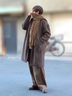 「ZIP FIVE（ジップファイブ）のアイテム（チェスターコート）」を使った、サマルさん（メンズ・175cm）の冬コーディネート