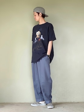 「ミッキーT」｜「アイテム（スラックス）」を使った、サマルさん（メンズ・175cm）の夏コーディネート