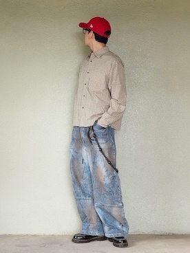 「NEW ERA（ニューエラ）のNEW ERA/ニューエラ キャップ 9FORTY（キャップ、レッド系）」を使った、サマルさん（メンズ・175cm）の秋コーディネート