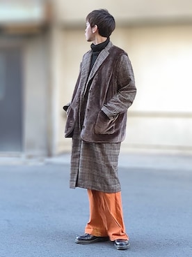 「ファーベスト」｜「アイテム（チェスターコート）」を使った、サマルさん（メンズ・175cm）の冬コーディネート