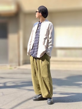 「チャイナシャツ」｜「アイテム（帽子）」を使った、サマルさん（メンズ・175cm）の春コーディネート