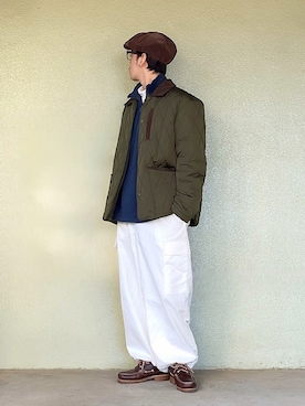 「ハンチング」｜「アイテム（モカシン/デッキシューズ）」を使った、サマルさん（メンズ・175cm）の冬コーディネート