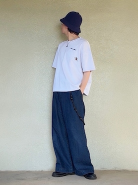 「KANGOL（カンゴール）のKANGOL BERMUDA CASUAL 231069612（ハット、ブルー系）」を使った、サマルさん（メンズ・175cm）の春コーディネート