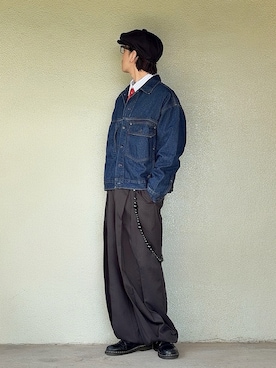 「アイテム（デニムジャケット）」を使った、サマルさん（メンズ・175cm）の秋コーディネート