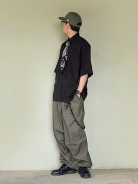 「NEW ERA（ニューエラ）のアイテム（キャップ、グリーン系）」を使った、サマルさん（メンズ・175cm）の秋コーディネート