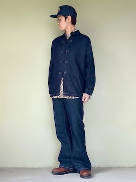 「antiqua（アンティカ）のアイテム（デニムジャケット）」を使った、サマルさん（メンズ・175cm）の秋コーディネート