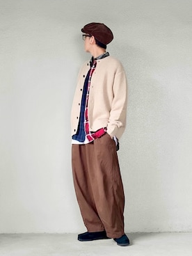 「アイテム（ハンチング/ベレー帽）」を使った、サマルさん（メンズ・175cm）の秋コーディネート
