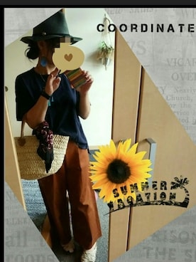 「URBAN RESEARCH Sonny Label（アーバンリサーチサニーレーベル）のアイテム（ハット）」を使った、アイスコーヒー🍀さん（レディース・152cm）の夏コーディネート
