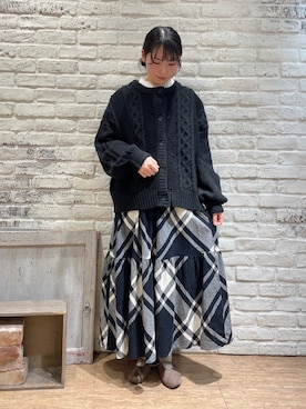 「ehka sopo（エヘカソポ）のアイテム（バレエシューズ）」を使った、ながやさん（レディース・157cm）の冬コーディネート