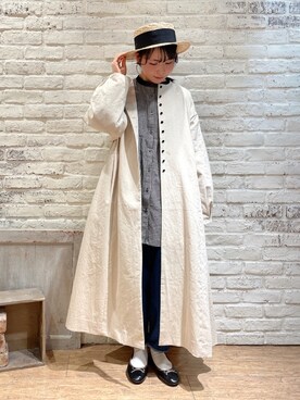 「Samansa Mos2（サマンサ モスモス）のアイテム（ノーカラーコート）」を使った、ながやさん（レディース・157cm）の春コーディネート