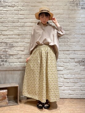 「ナチュラルスタイル」｜「アイテム（帽子）」を使った、ながやさん（レディース・157cm）の春コーディネート