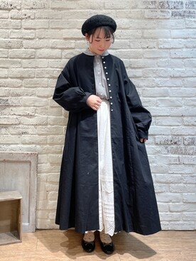 「春コート」｜「アイテム（ノーカラーコート）」を使った、ながやさん（レディース・157cm）の春コーディネート
