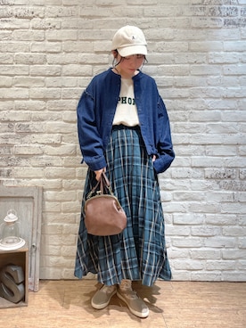 「秋冬」｜「アイテム（ノーカラージャケット）」を使った、ながやさん（レディース・157cm）の秋コーディネート