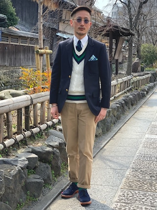 【ラルフローレン】RUGBYストライプ ウール ベスト ビジネス通勤 スーツ 紺 Ralph Lauren - 【ラルフローレン】RUGBYストライプ ウール