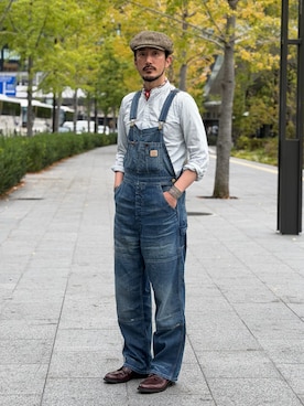 「アイテム（サロペット/オーバーオール）」を使った、 $hinih$さん（メンズ・172cm）の秋コーディネート