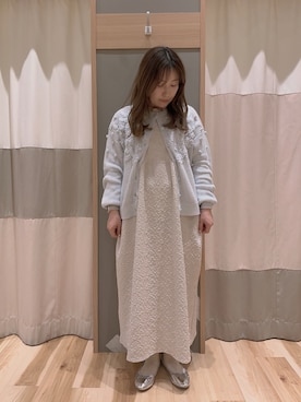 「Samansa Mos2（サマンサ モスモス）のインナー付花柄ジャカードキャミワンピース（ワンピース）」を使った、ありささん（レディース・155cm）の冬コーディネート