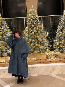 「MAISON SPECIAL（メゾンスペシャル）のアイテム（ステンカラーコート）」を使った、チャッキーナ 𓆌さん（レディース・160cm）の冬コーディネート