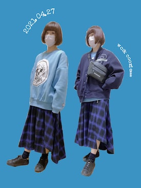 「仕事着」｜「アイテム（スタジャン）」を使った、チャッキーナ 𓆌さん（レディース・160cm）の夏コーディネート