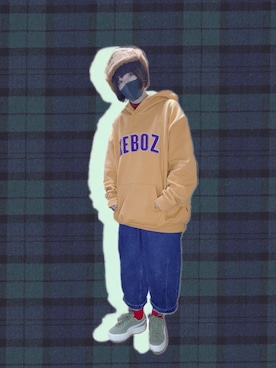 「l'atelier du savon（アトリエドサボン）のﾃﾞﾆﾑ              ﾜｲﾄﾞPT（デニムパンツ）」を使った、チャッキーナ 𓆌さん（レディース・160cm）の冬コーディネート