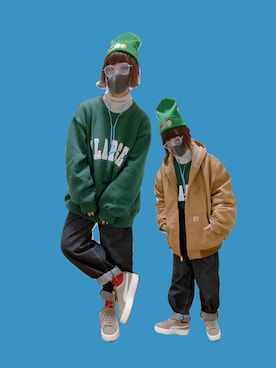 「Carhartt（カーハート）のアイテム（ブルゾン）」を使った、チャッキーナ 𓆌さん（レディース・160cm）の冬コーディネート