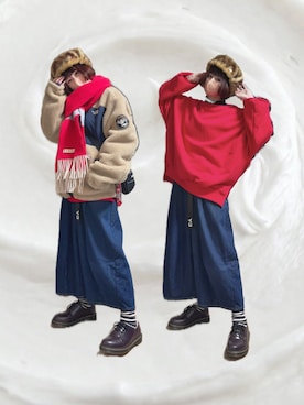 「Lee（リー）のアイテム」を使った、チャッキーナ 𓆌さん（レディース・160cm）の冬コーディネート