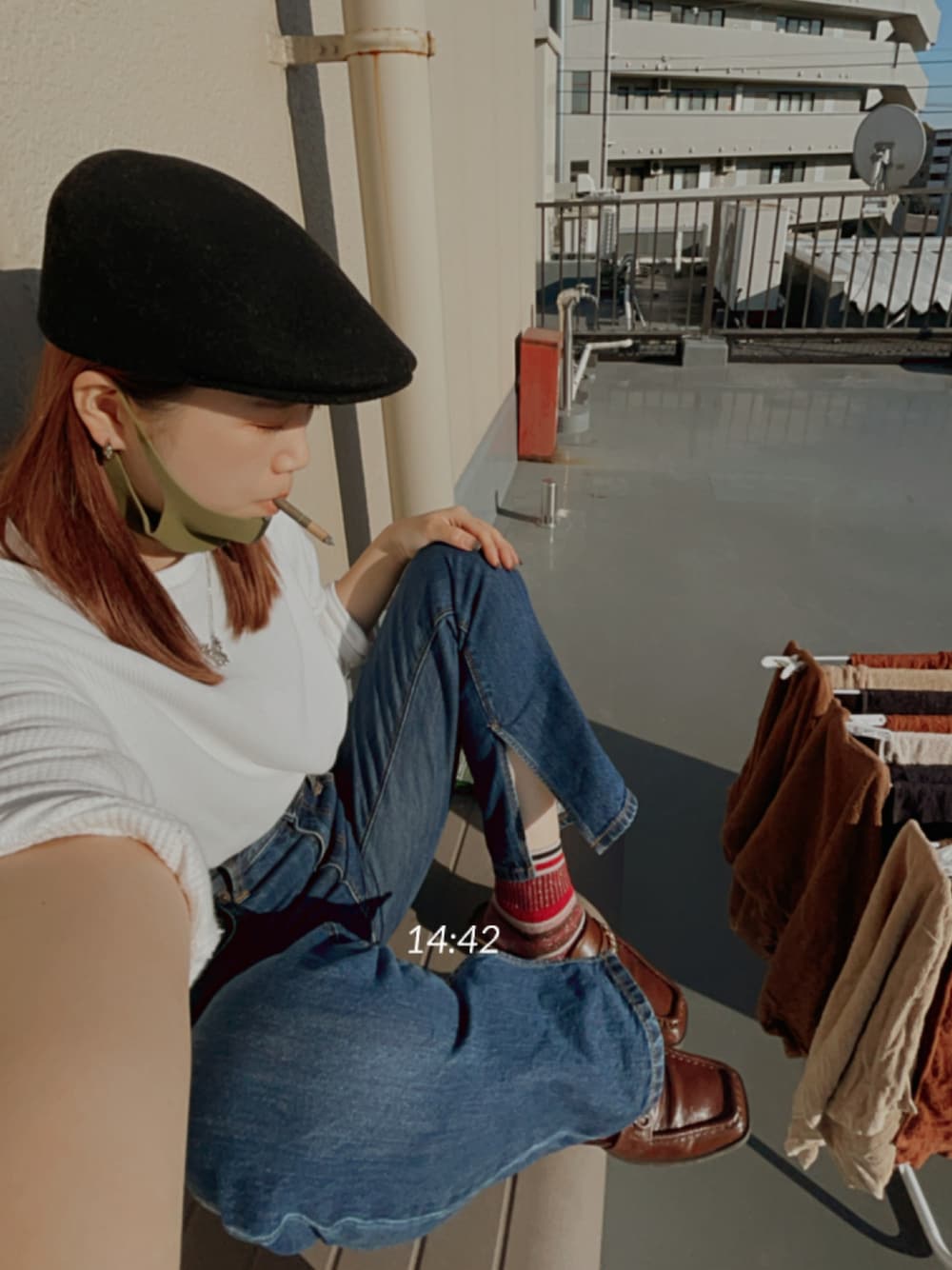 「きれいめカジュアル、秋のコーデ、プチプラ、ootd、休日コーデ、仕事着、ハンチング」｜「KANGOLの【KANGOL】 Wool 504 カンゴール ウール 504 ハンチング（ハンチング/ベレー帽、ブラック系）」を使った、ウサちゃん🐰さん（レディース・159cm）の秋コーディネートの1枚目の写真