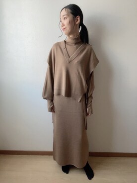 「クレドナ」｜「アイテム（ワンピース/ドレス）」を使った、あいさん（レディース・162cm）の秋コーディネート