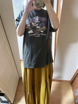 「Ungrid（アングリッド）のイーグルプリントTee（Tシャツ/カットソー）」を使った、あいさん（レディース・162cm）の夏コーディネート