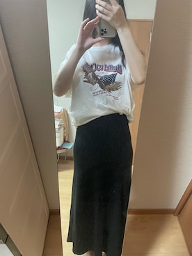 「Ungrid（アングリッド）のイーグルプリントTee（Tシャツ/カットソー）」を使った、あいさん（レディース・162cm）の夏コーディネート