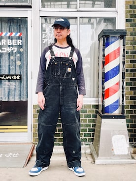 「アイテム（サロペット/オーバーオール）」を使った、YasushiImanishiさん（メンズ・168cm）の秋コーディネート