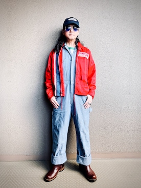 「アイテム（オールインワン・サロペット）」を使った、YasushiImanishiさん（メンズ・168cm）の秋コーディネート