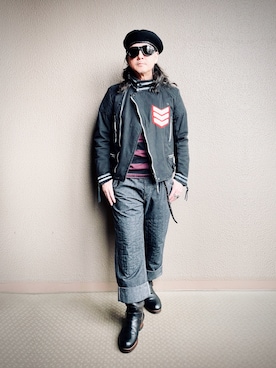 「アイテム（ハンチング/ベレー帽）」を使った、YasushiImanishiさん（メンズ・168cm）の秋コーディネート