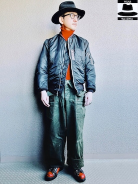 「Buzz Rickson's（バズリクソンズ）のアイテム（MA-1）」を使った、YasushiImanishiさん（メンズ・168cm）の冬コーディネート