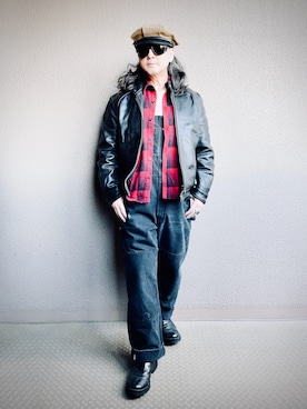 「アイテム（サロペット/オーバーオール）」を使った、YasushiImanishiさん（メンズ・168cm）の秋コーディネート