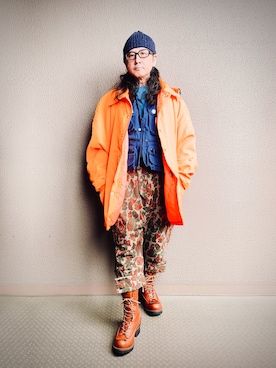 「VINTAGE（ヴィンテージ）のアイテム（マウンテンパーカー）」を使った、YasushiImanishiさん（メンズ・168cm）の秋コーディネート