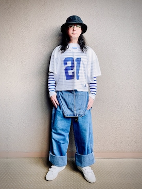 「VINTAGE（ヴィンテージ）のメッシュバスケシャツ（ジャージ）」を使った、YasushiImanishiさん（メンズ・168cm）の秋コーディネート