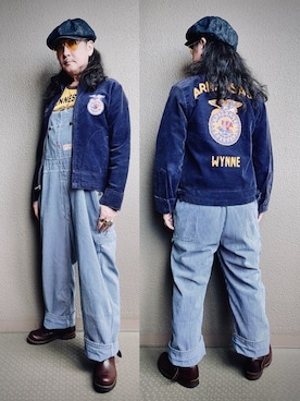 「EVISU（エヴィス）のアイテム」を使った、Yasunishi69さん（メンズ・168cm）の秋コーディネート