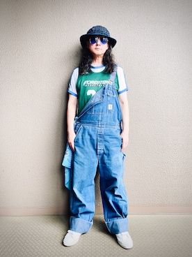 「アイテム（サロペット/オーバーオール）」を使った、YasushiImanishiさん（メンズ・168cm）の夏コーディネート