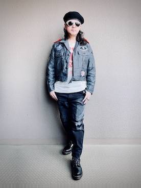 「MILITARY（ミリタリー）のオランダ軍アイクジャケット（ミリタリージャケット、グレー系）」を使った、Yasunishi69さん（メンズ・168cm）の春コーディネート